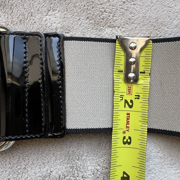 Sonia By Sonia Rykiel Tan Stretch Belt Black  Patent Leather  & Silver Clasp‎ OS main image 9